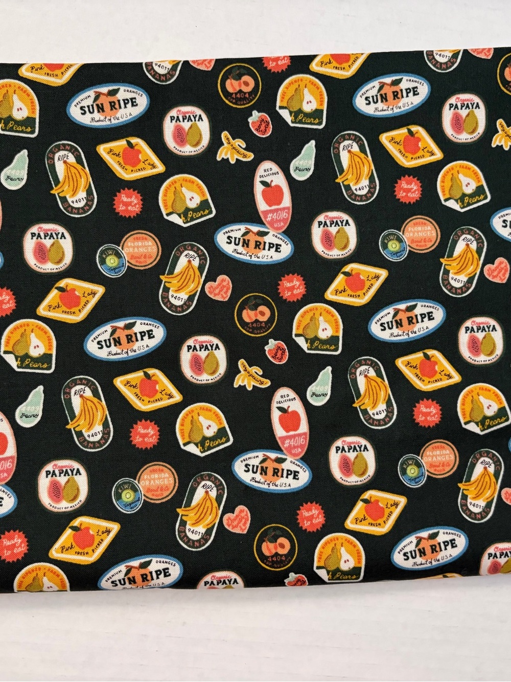 Fruit sticker cotton fabric, 1 1/3 yards